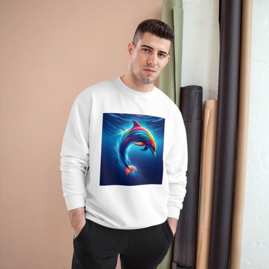 Aqua Aerial Dolphin Crewneck Sweatshirt